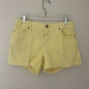 Vintage Free People Corduroy Frayed Shorts Pastel Butter Yellow Sz 29
